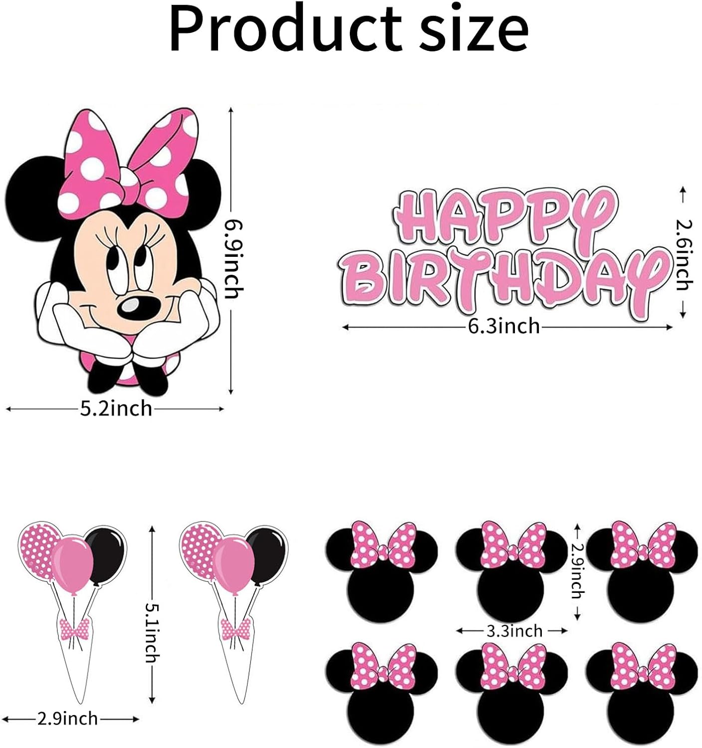 Minnie Mouse Cake/Cupcake Toppers - 10 Pieces
