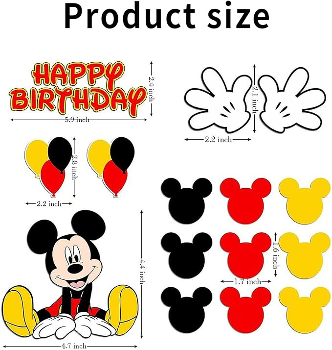 Mickey Mouse Cake/Cupcake Toppers - 15 pieces