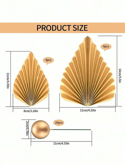 Gold Balls and Fans Set - 28 Pieces