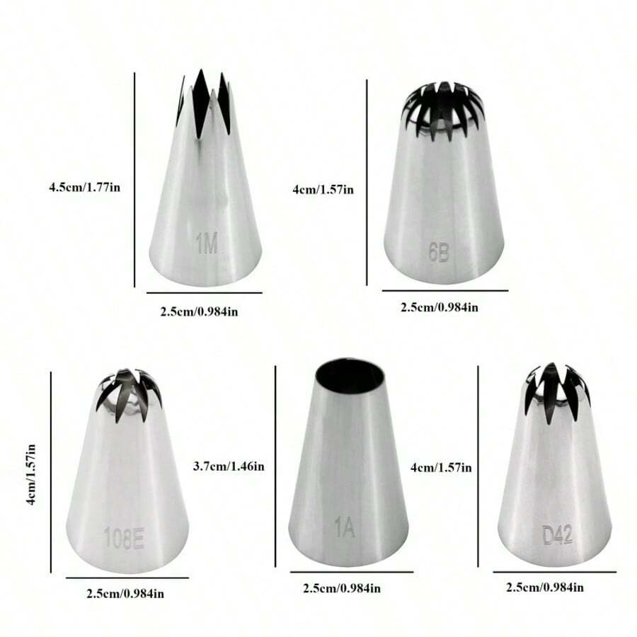 Stainless Steel Baking Tips - 5 Count