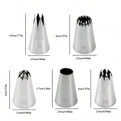 Stainless Steel Baking Tips - 5 Count