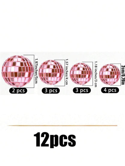 Disco Ball Cupcake Toppers - 12 Pieces