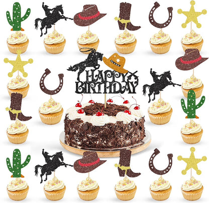 Cowboy Cake/Cupcake Toppers - 25 Pieces