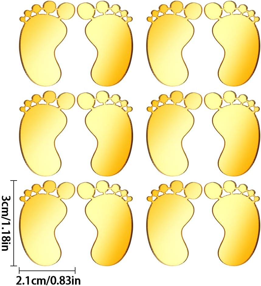 Acrylic Footprints Cake Decoration - 6 Pieces