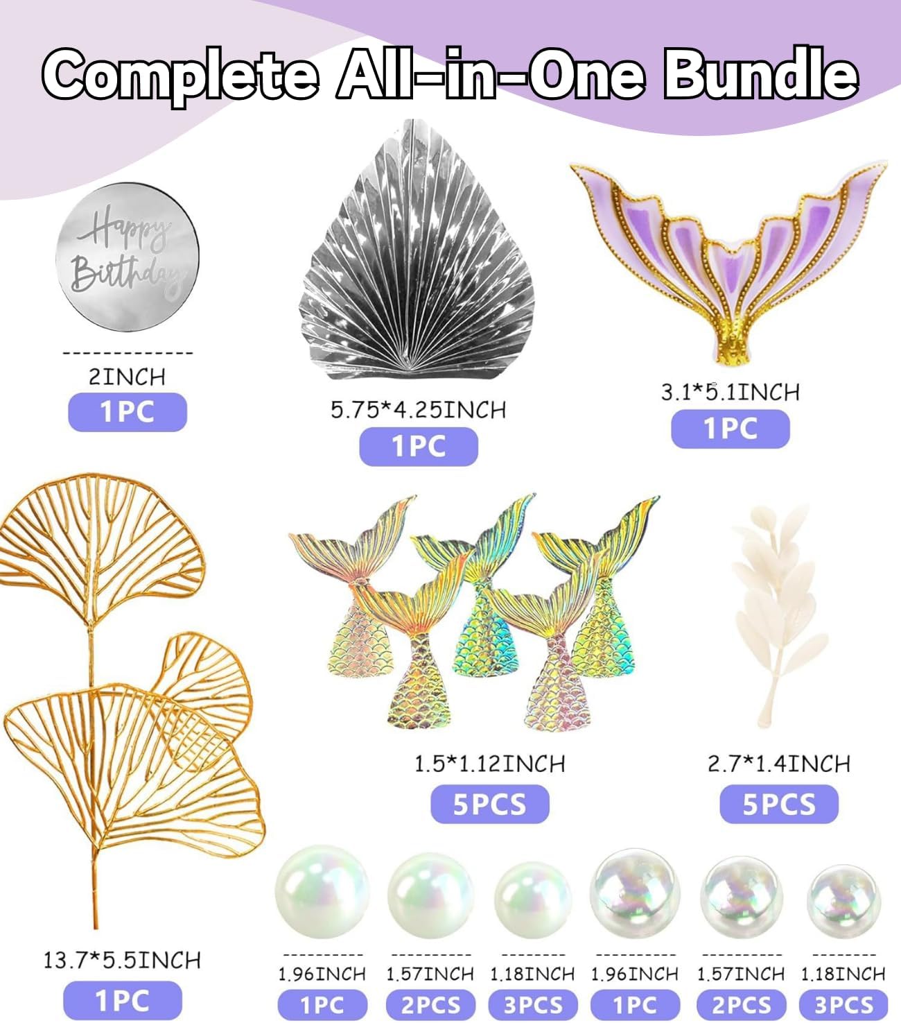 Mermaid Cake Topper Set - 20 Pieces