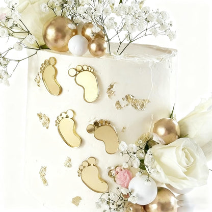 Acrylic Footprints Cake Decoration - 6 Pieces