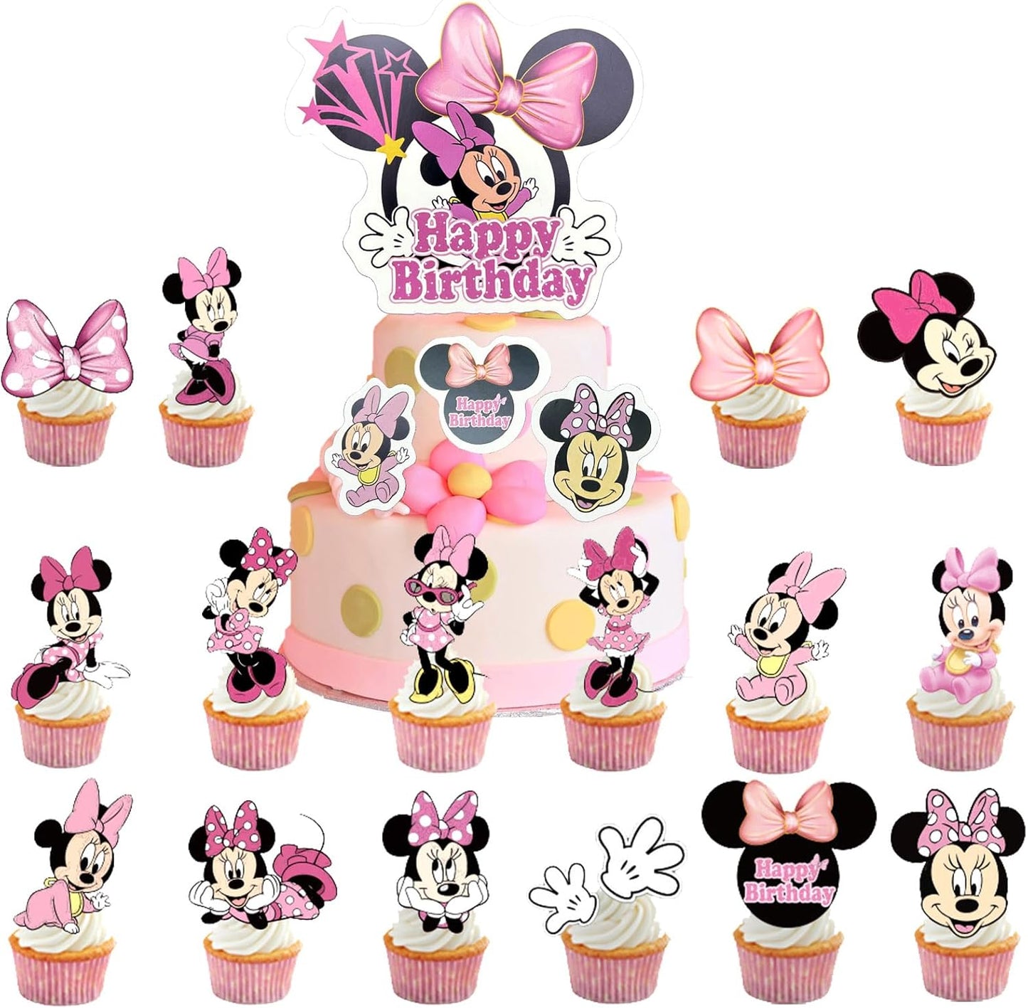 Minnie Mouse Cake/Cupcake Toppers - 25 Pieces