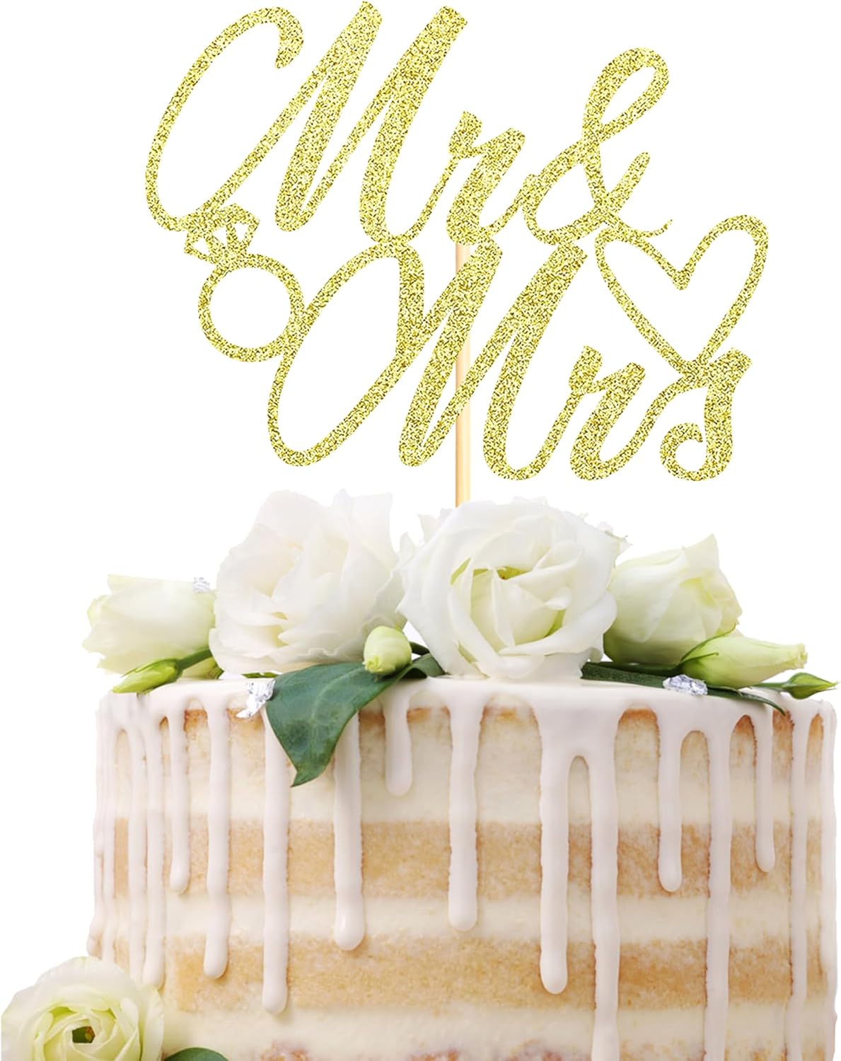 Mr to Mrs Gold Paper Cake Topper