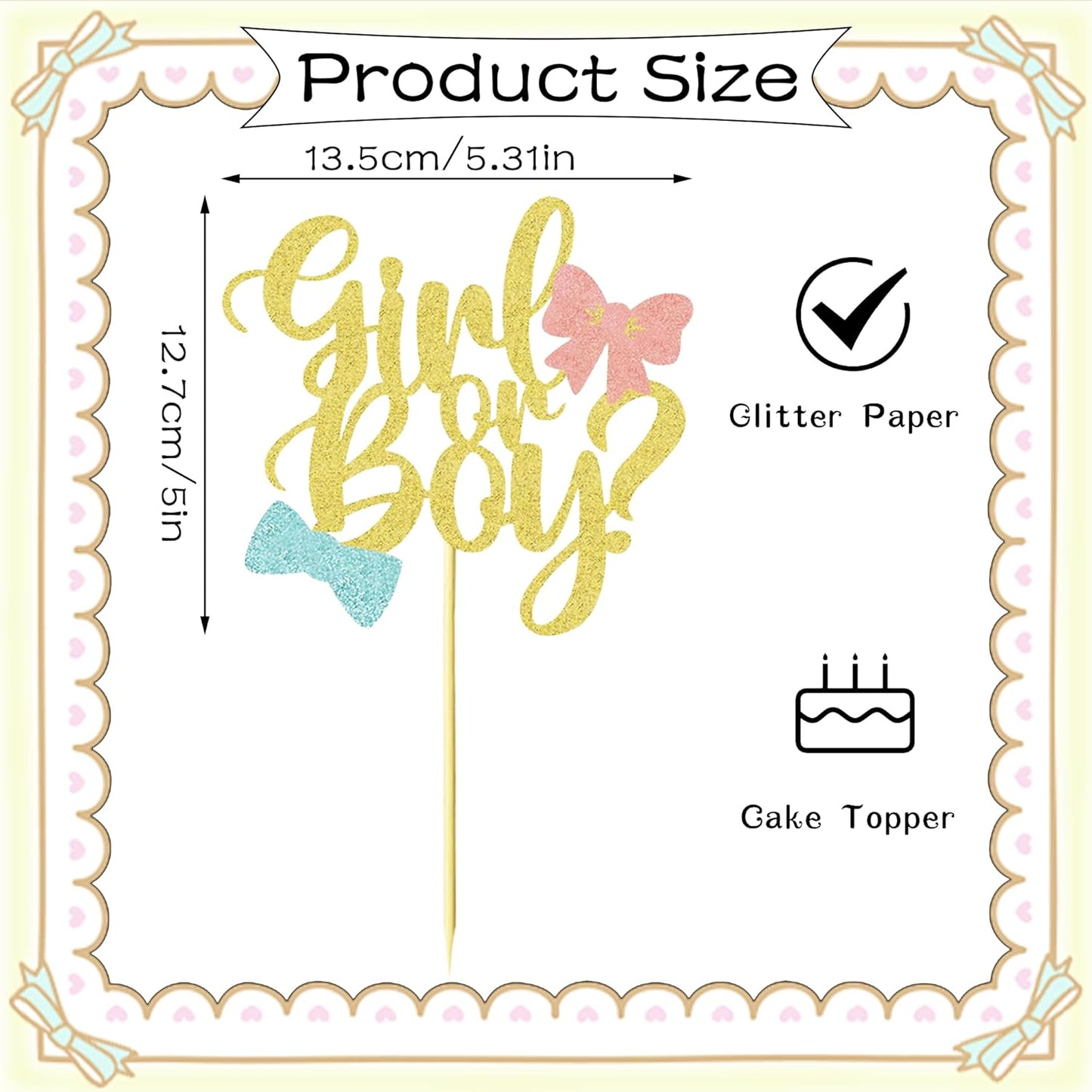 Girl or Boy Paper Cake Topper