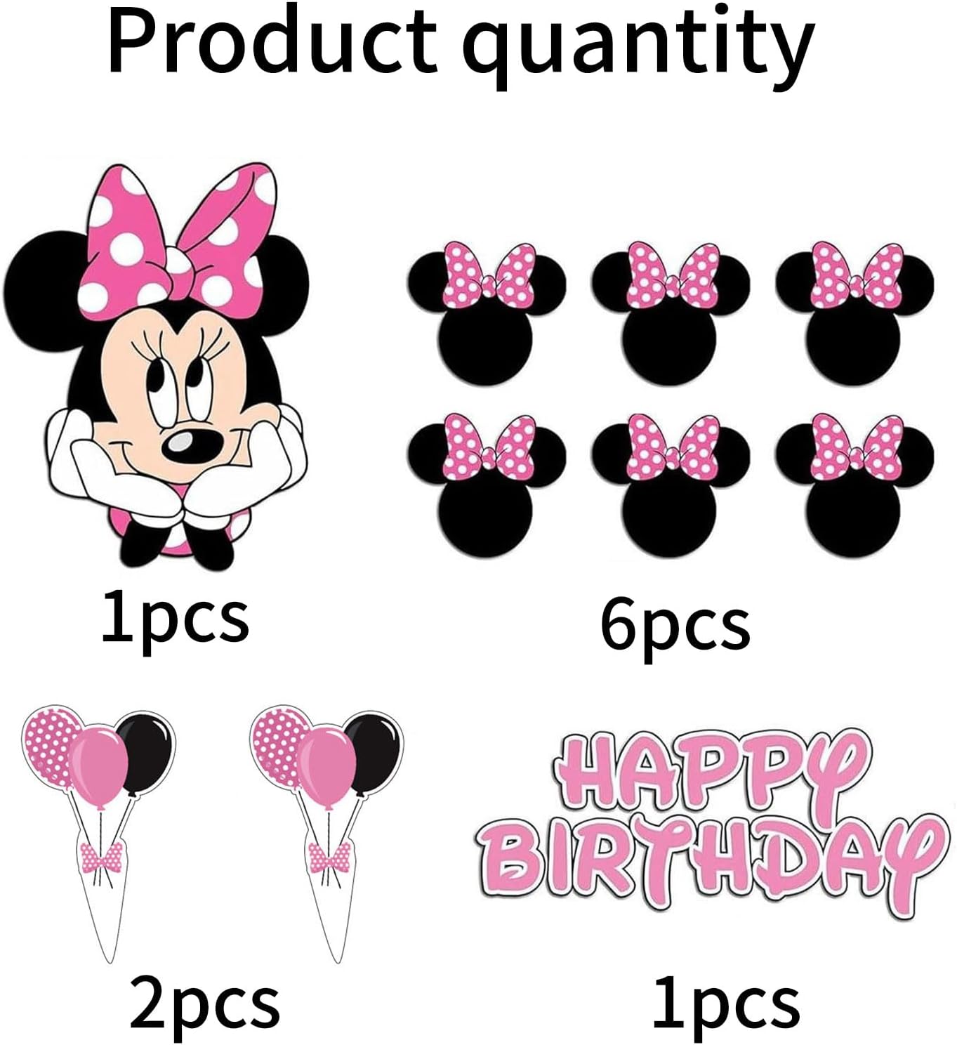 Minnie Mouse Cake/Cupcake Toppers - 10 Pieces