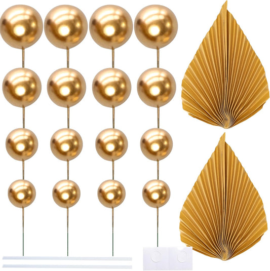 Gold Balls and Fans Set - 28 Pieces