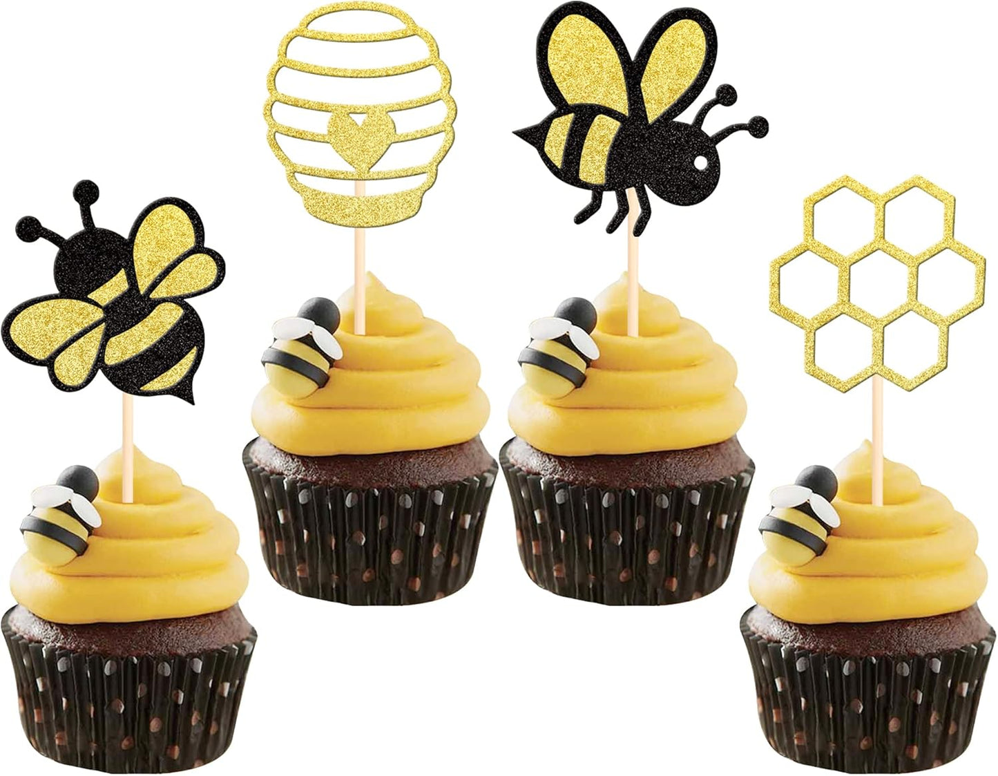 Bumble Bee Cupcake Toppers - 12 Pieces