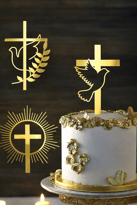 Acrylic Gold Cross - 3 Pieces