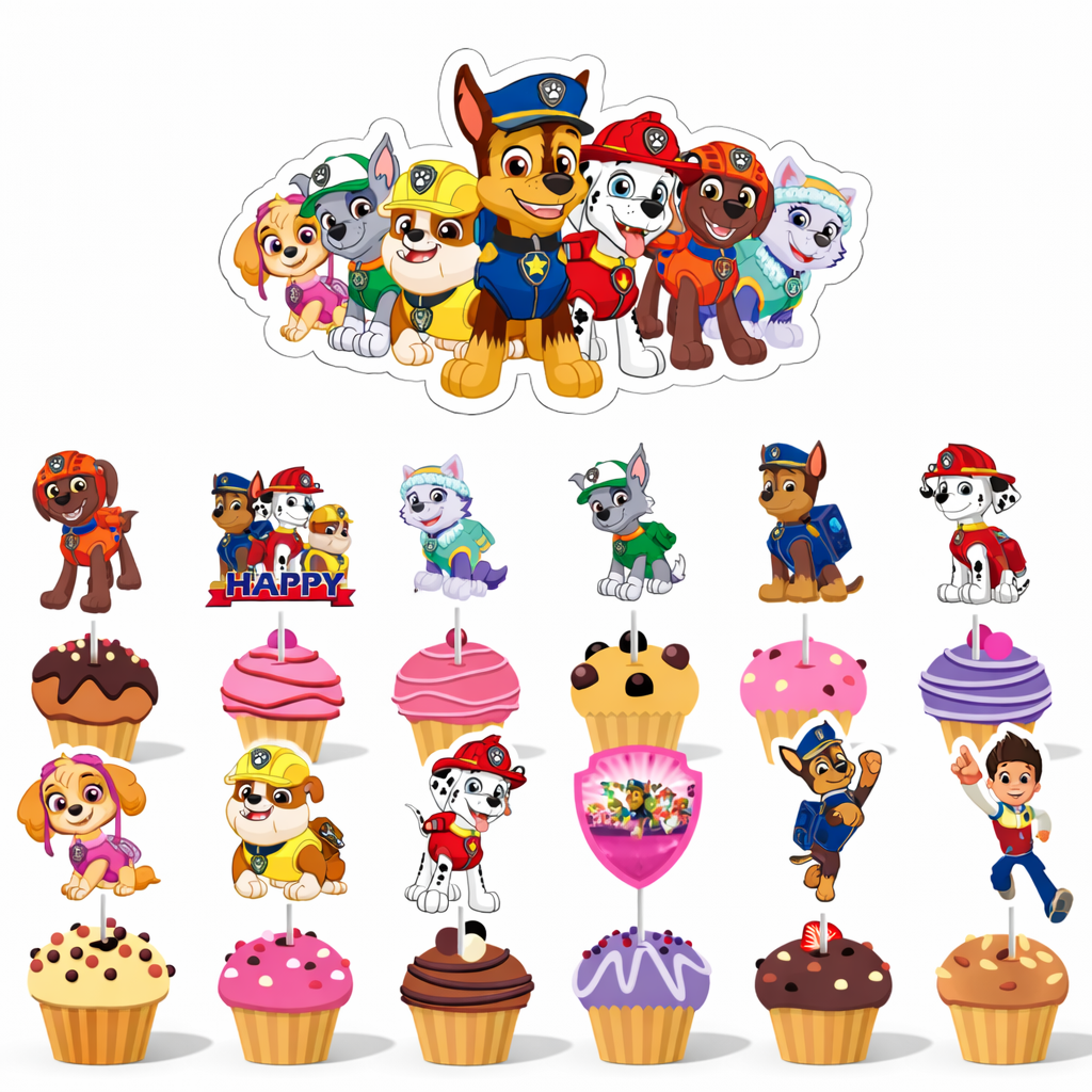 Paw Patrol Cake/Cupcake Toppers - 13 Pieces