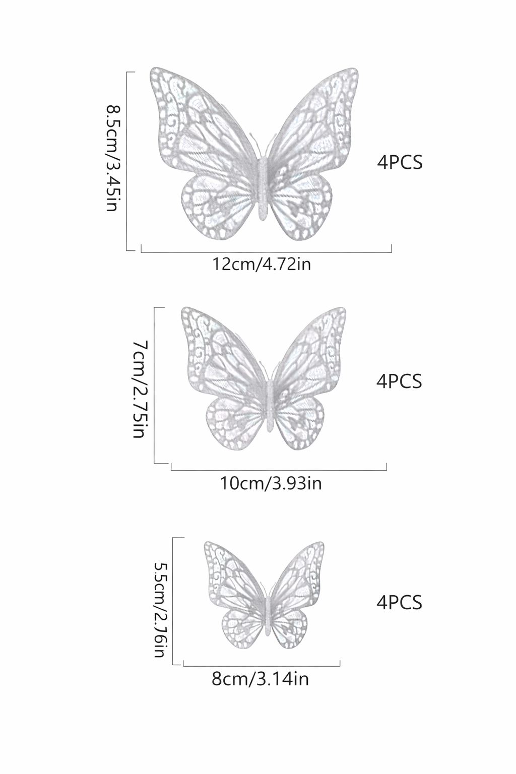 3D Butterfly Cake Decoration - 12 Count
