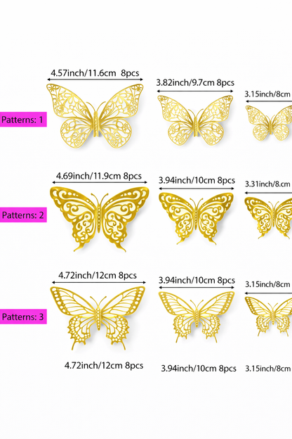 3D Butterfly Cake Decoration - 12 Count