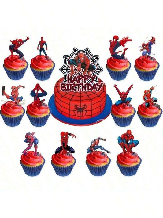 Spiderman Cake/Cupcake Topper - 13 Pieces