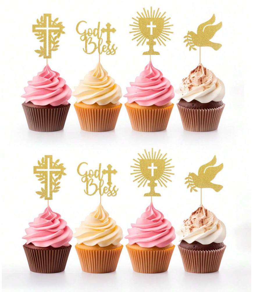 God Bless Cupcake Toppers - 12 Pieces