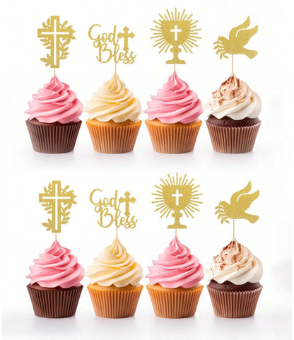 God Bless Cupcake Toppers - 12 Pieces