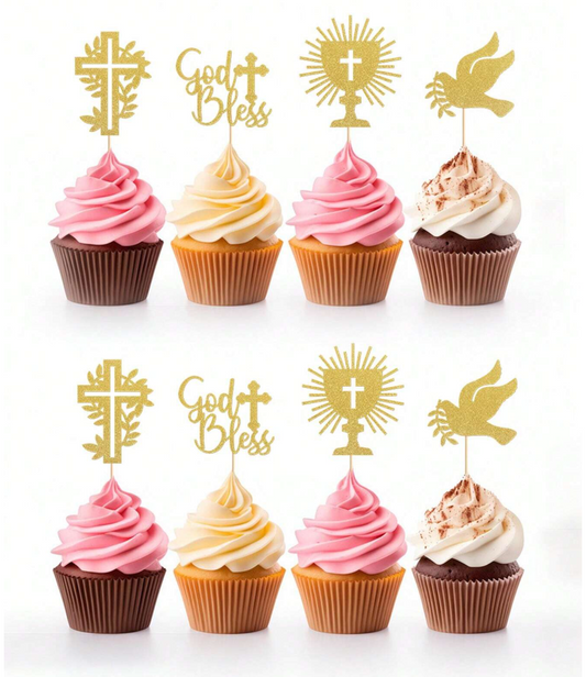God Bless Cupcake Toppers - 12 Pieces