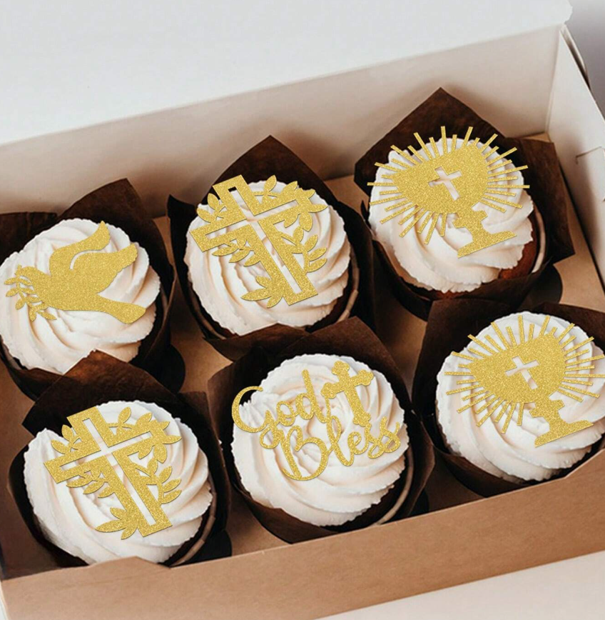 God Bless Cupcake Toppers - 12 Pieces