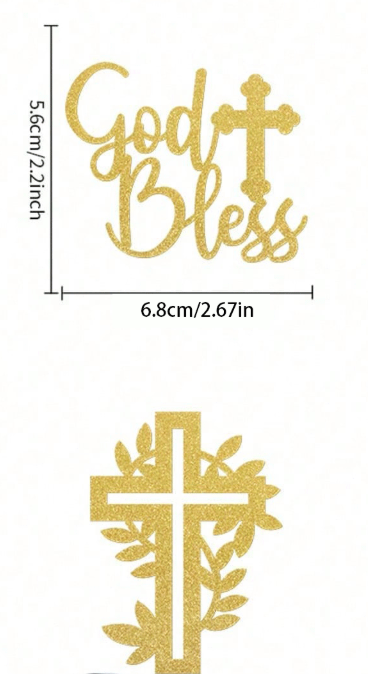 God Bless Cupcake Toppers - 12 Pieces