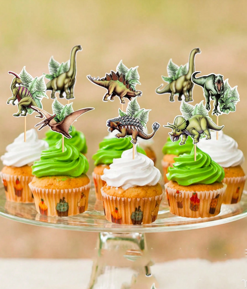 Dinosaur Cake Topper Set - 8 Pieces