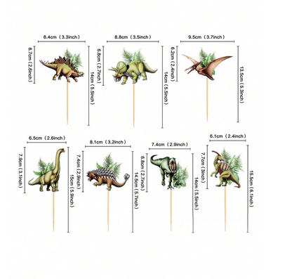 Dinosaur Cake Topper Set - 8 Pieces