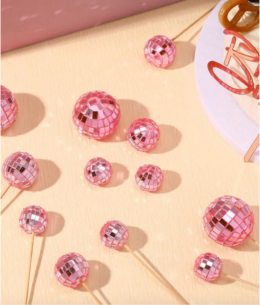 Disco Ball Cupcake Toppers - 10 Pieces