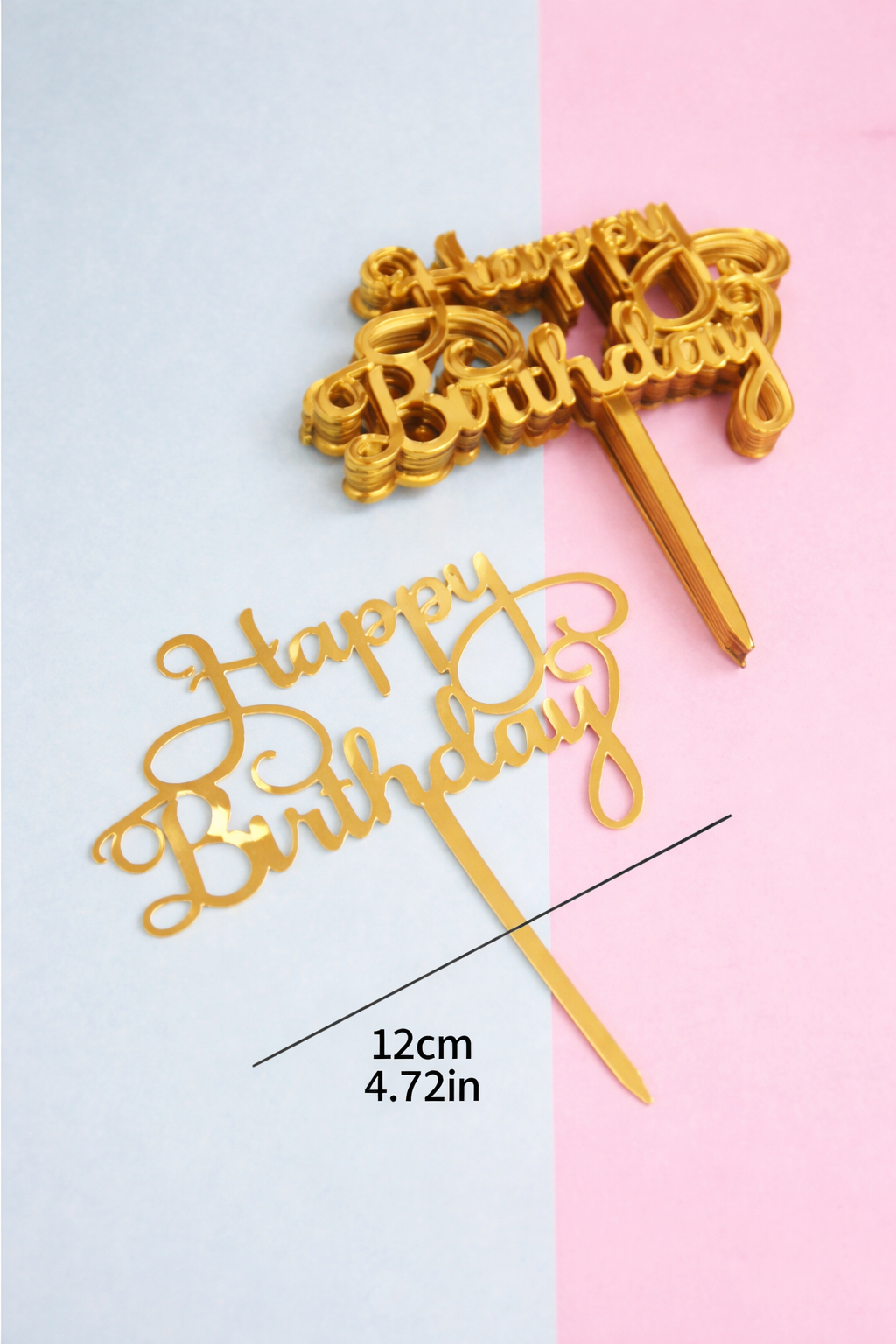 Happy Birthday Gold Topper - 3 Pack