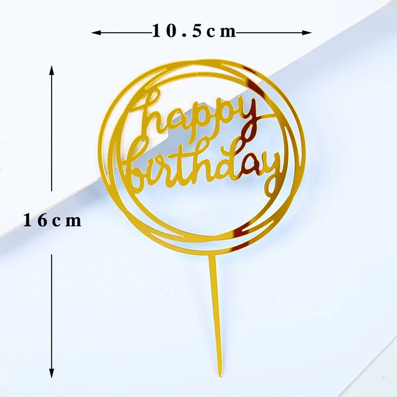 Happy Birthday Gold Topper - 3 Pack
