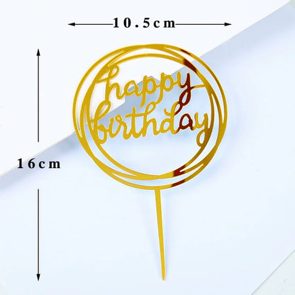 Happy Birthday Gold Topper - 3 Pack