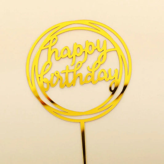 Happy Birthday Gold Topper - 3 Pack