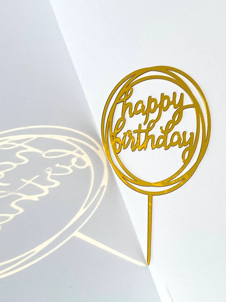 Happy Birthday Gold Topper - 3 Pack